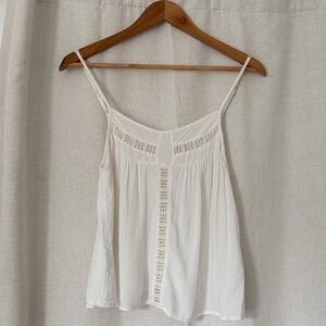 White Crochet-Trim Spaghetti Strap Top - Women Size Small